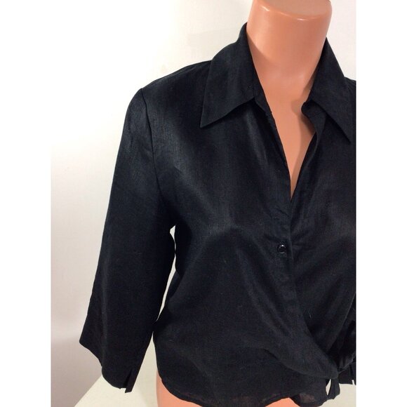 Studio Jax Linen Wrap Shirt Womens 8 - Picture 4 of 8